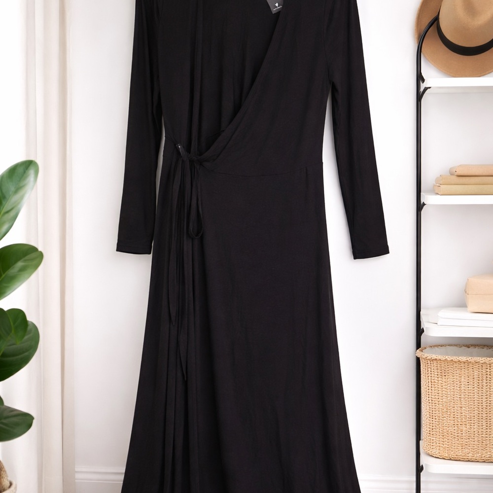 Lulu's Black Long-Sleeve Wrap Maxi Dress